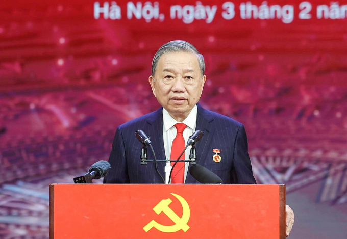 Tổng Bí thư Tô Lâm phát biểu tối 3/2. Ảnh: TTXVN
