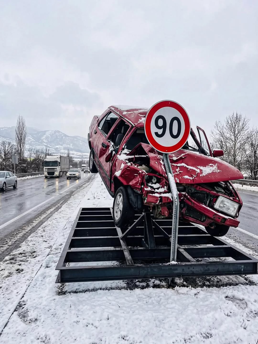 'Treo' xe tai nạn thật thay biển cảnh báo để răn đe tài xế lái ẩu 8 tai nạn - Ảnh 8.