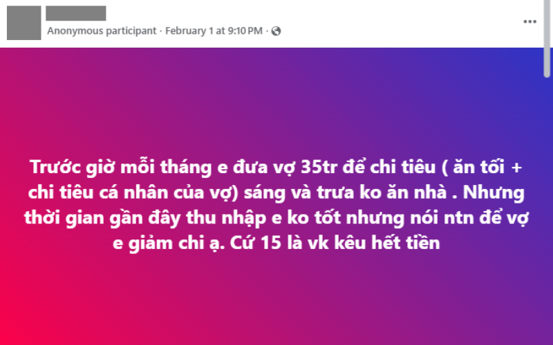 Vợ tiêu 15 ngày hết 35 triệu, chồng bất lực “cầu cứu”- Ảnh 1.