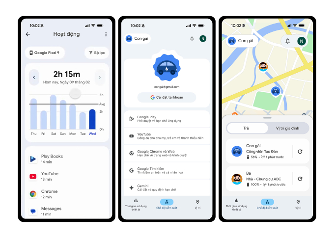 Giao diện quản lý Family Link trên Android. Ảnh: Google