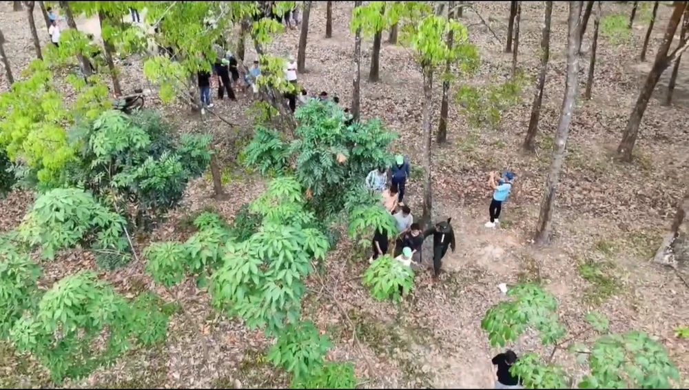 Hàng chục người bị bắt ngay tại sới gà. Ảnh: CA 334.jpg