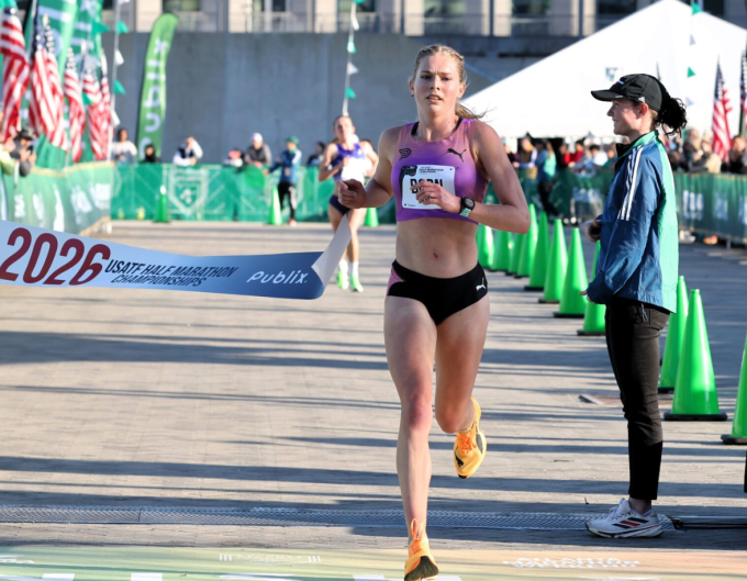 Molly Born về nhất tại giải half marathon Mỹ 2026. Ảnh: New York Post