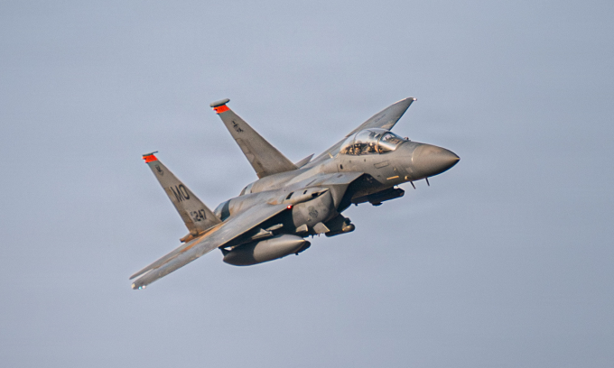 Tiêm kích F-15E Mỹ bay tại khu vực do CENTCOM phụ trách tháng 11/2025. Ảnh: USAF