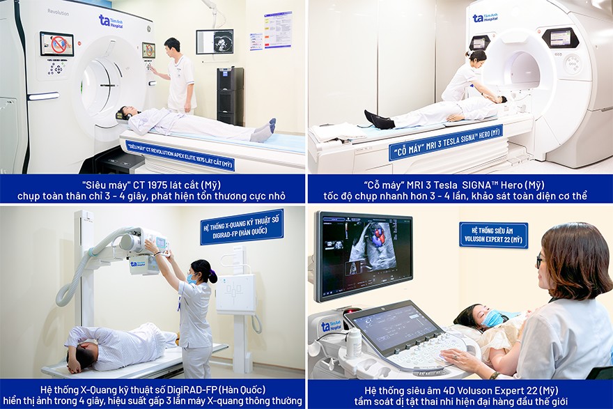 Tại Trung tâm Chẩn đoán hình ảnh & Điện quang can thiệp, BVĐK Tâm Anh TP.HCM, hệ thống máy CT 1975 lát cắt, MRI 3 Tesla, X-quang kỹ thuật số, siêu âm thế hệ mới… được nhập khẩu từ Âu - Mỹ và vận hành theo tiêu chuẩn ISO 15189:2022.