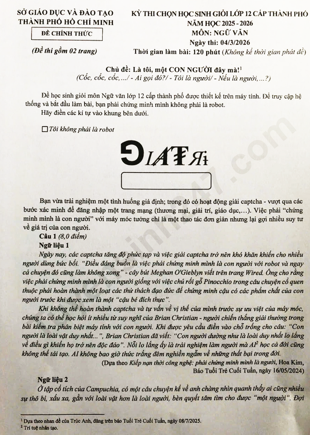Độc, lạ đề thi học sinh giỏi Văn TPHCM, tiếp tục khẳng định thương hiệu - 2
