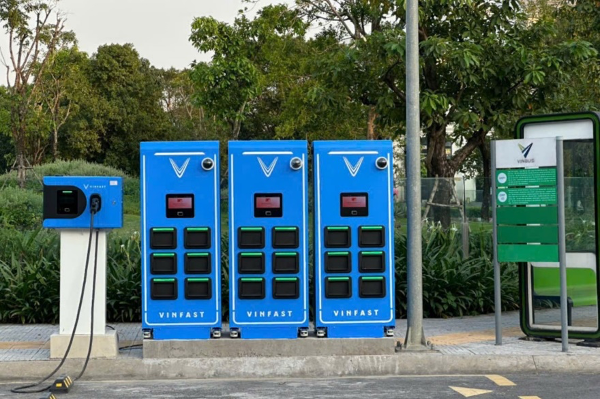 Một trạm đổi pin dành cho xe máy điện VinFast của V-Green. Ảnh: VinFast