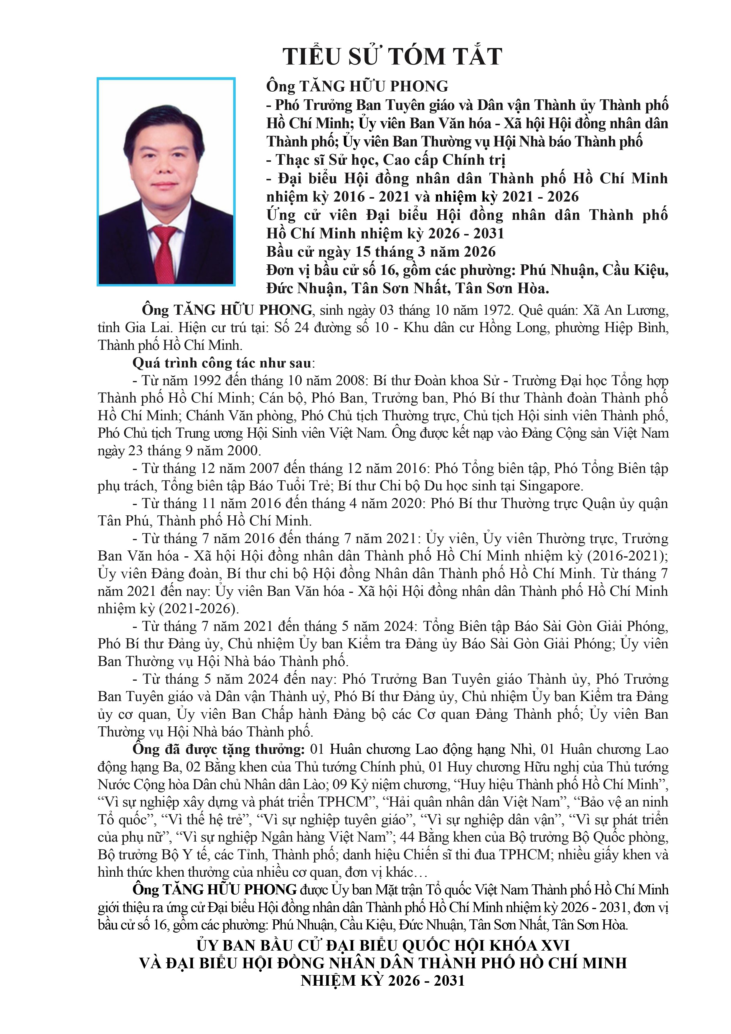 Ông Tăng Hữu Phong cam kết không để các cử tri phiền lòng, thất vọng - Ảnh 2.