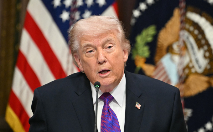 Tổng thống Mỹ Donald Trump tại Tòa nhà Văn phòng Điều hành Eisenhower trong khuôn viên Nhà Trắng ngày 4/3. Ảnh: AFP