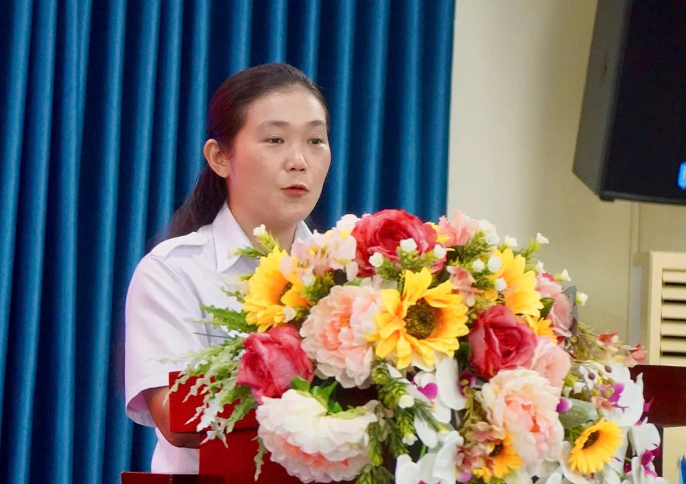 Ứng cử viên Bùi Huỳnh Kiều My. Ảnh: SONG MAI