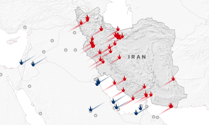 Loạt đòn tập kích qua lại trong chiến sự Iran. Bấm để xem chi tiết