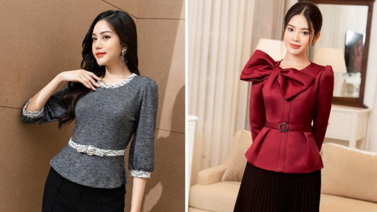 Kiểu áo peplum giúp che giấu vùng bụng.
