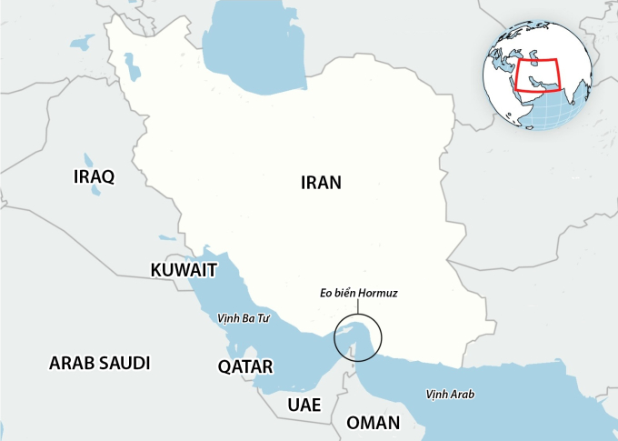 Eo biển Hormuz. Đồ họa: AP
