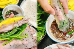 Mực cuốn rau muống - món ăn hot trend gây tranh cãi