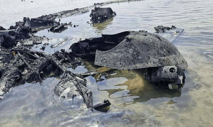 Mảnh vỡ được cho là của UAV MQ-9 Mỹ trong ảnh đăng ngày 7/3. Ảnh: IRIB