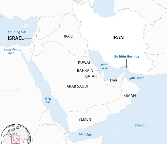 Các quốc gia Trung Đông. Đồ họa: Guardian