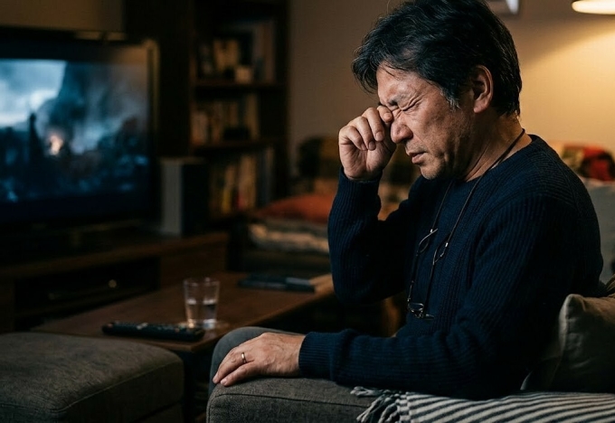 Mắt khô, cộm và nhìn mờ là tình trạng thường gặp ở người lớn tuổi. Ảnh được tạo bởi AI