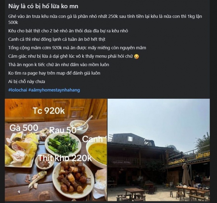 Ăn bữa cơm trưa 920 nghìn đồng trong sự việc. Ảnh chụp màn hình.