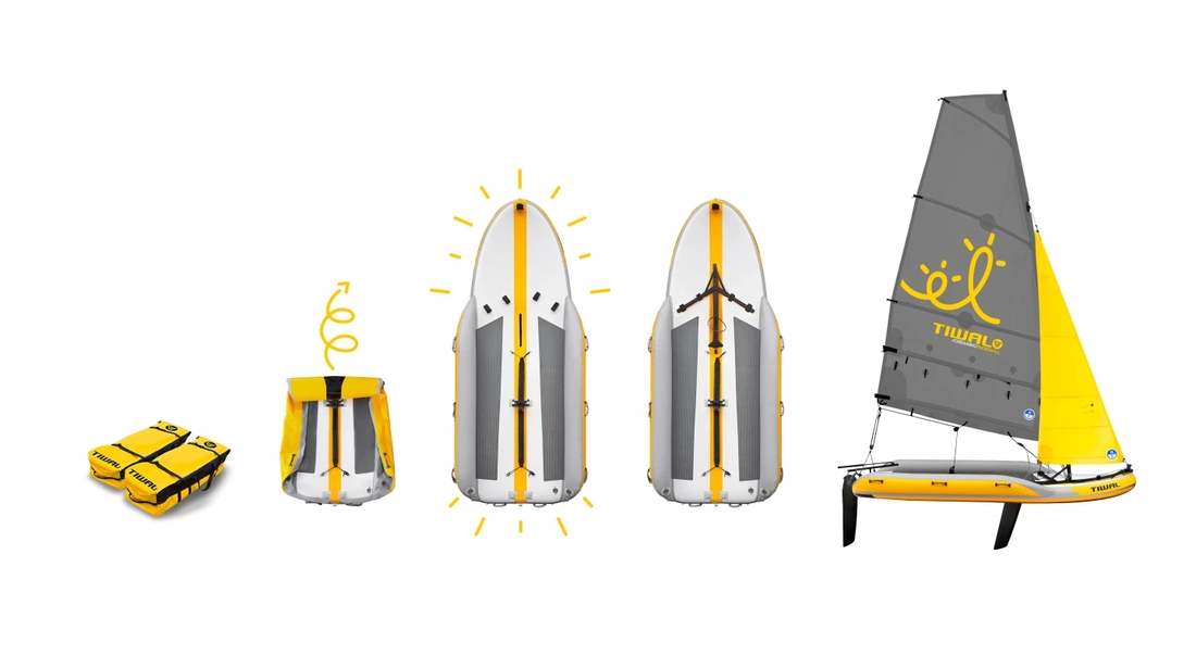 Thuyền buồm có thể gấp gọn để trong cốp xe, mở ra chở được gia đình 4 người 3 thuyền buồm - Ảnh 3.