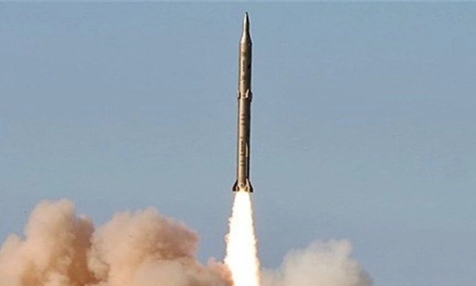 Vụ phóng tên lửa Sejjil trong bức ảnh đăng hồi tháng 6/2025. Ảnh: Tasnim