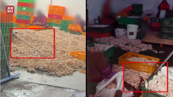 Bên trong xưởng sản xuất chân gà Bên trong xưởng sản xuất chân gà