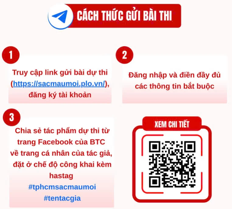 Cuộc thi ảnh “TP.HCM - Sắc màu mới” lần 2 hứa hẹn tiếp tục là nơi gặp gỡ của những câu chuyện thị giác đầy cảm xúc về thành phố, nơi mỗi bức ảnh không chỉ đẹp về kỹ thuật mà còn chứa đựng niềm tự hào, tình yêu và trách nhiệm với nơi mình đang sống. Cuộc thi ảnh “TP.HCM - Sắc màu mới” lần 2 hứa hẹn tiếp tục là nơi gặp gỡ của những câu chuyện thị giác đầy cảm xúc về thành phố, nơi mỗi bức ảnh không chỉ đẹp về kỹ thuật mà còn chứa đựng niềm tự hào, tình yêu và trách nhiệm với nơi mình đang sống.