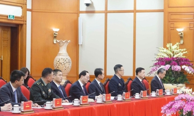 Đoàn đại biểu Trung Quốc tại buổi tiếp. Ảnh: TTXVN