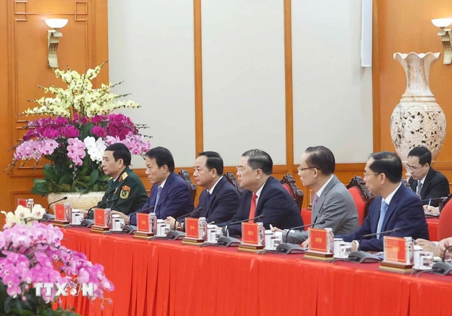 Đoàn đại biểu Việt Nam tham dự buổi tiếp. Ảnh: TTXVN tong-bi-thu-to-lam-tiep-bo-truong-cac-bo-ngoai-giao-quoc-phong-va-cong-an-trung-quoc-8645346-11.jpg