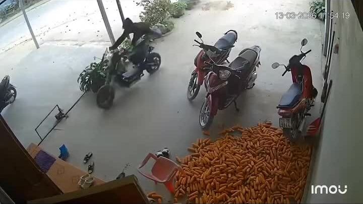 Học sinh lao xe máy điện vào nhà dân