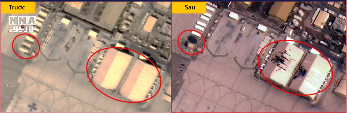 Nhà chứa máy bay được cho là nơi cất UAV MQ-4C bị trúng đòn trong ảnh công bố hôm 13/3. Ảnh: Nour News