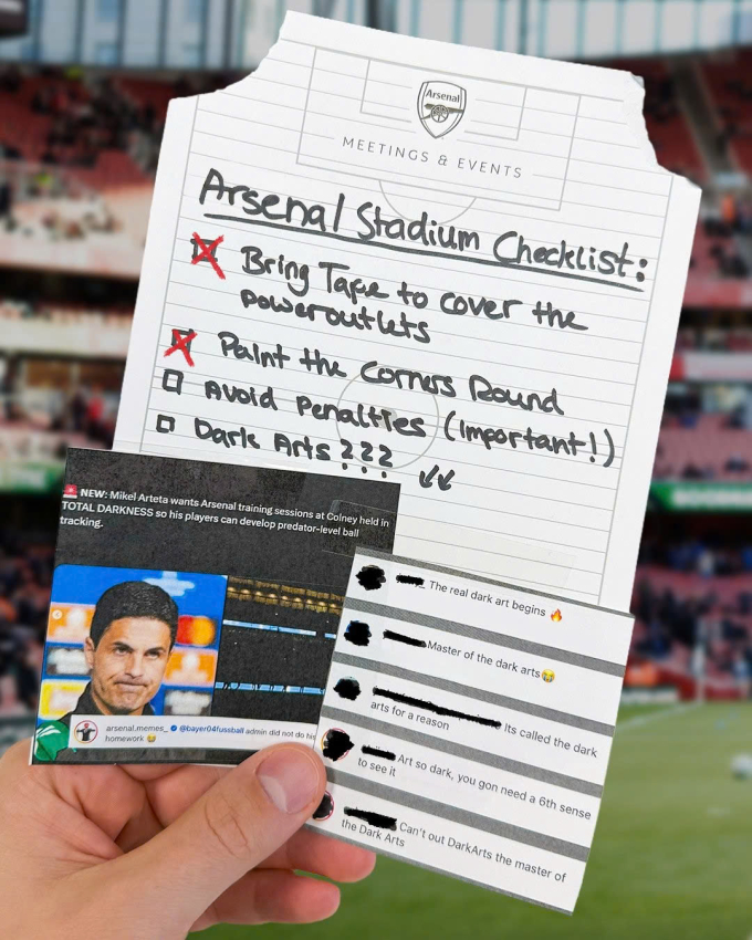 Bảng liệt kê hài hước những nhiệm vụ mà Leverkusen phải hoàn thành cho cặp đấu với Arsenal.