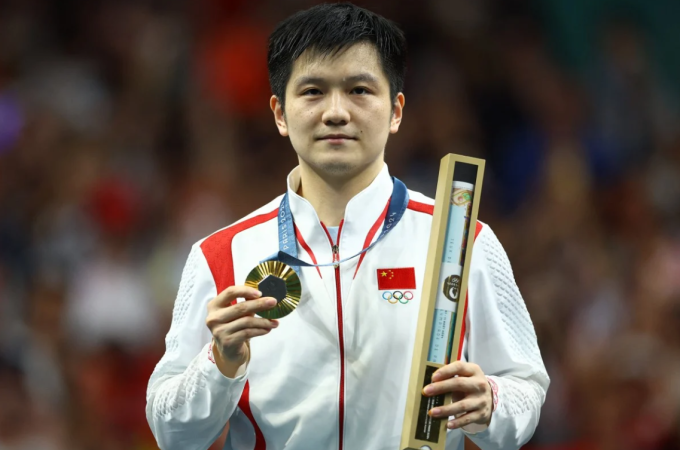 Fan Zhendong giành HC vàng đơn nam tại Olympic Paris 2024. Ảnh: Reuters