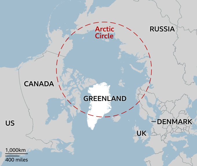Vị trí Greenland. Đồ họa: BBC