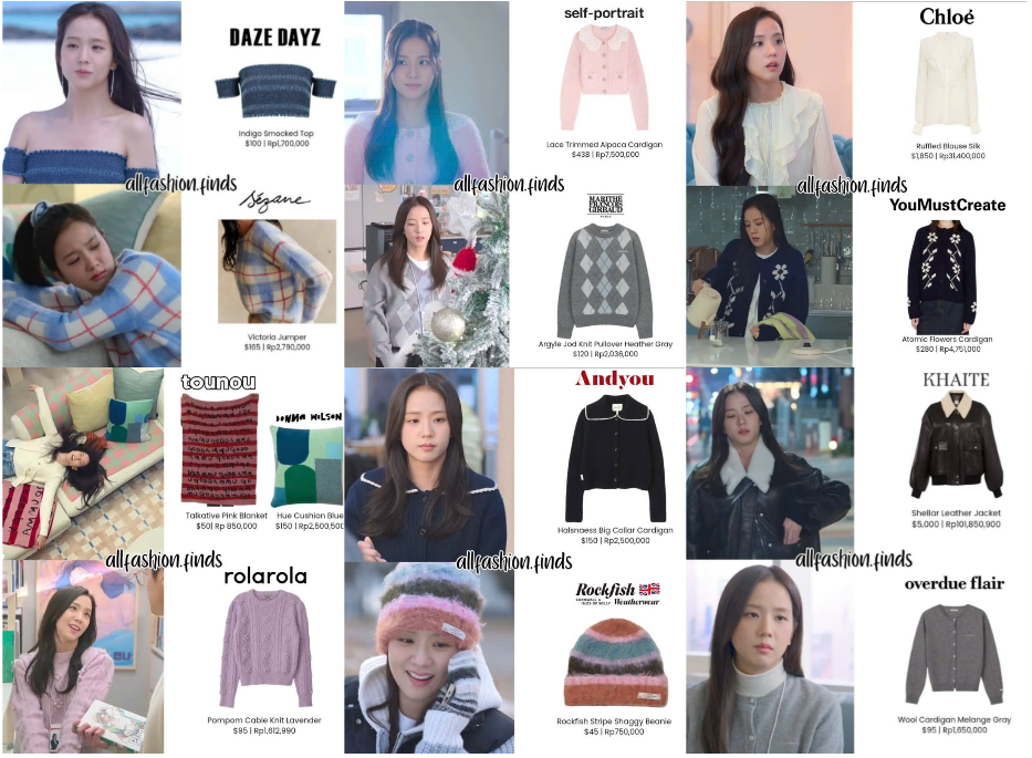 Thời trang Thu - Đông của Jisoo cũng ghi điểm với loạt outfit chất liệu len ấm áp.