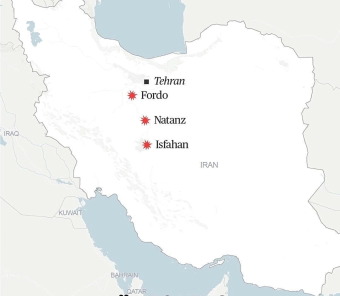 Vị trí cơ sở hạt nhân Natanz của Iran. Đồ họa: NBC