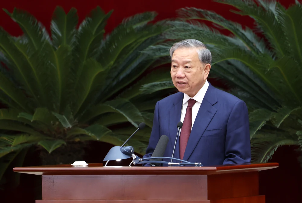 Tổng Bí thư Tô Lâm phát biểu tại phiên bế mạc Hội nghị Trung ương 2 khóa XIV. Ảnh: VGP tong-bi-thu-to-lam-vgp.jpg