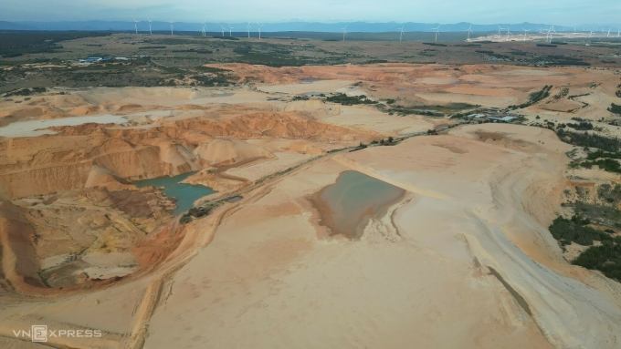 Mỏ titan của Công ty Hưng Thịnh tại xã Hòa Thắng đang tạm dừng khai thác do bị điều tra, ngày 17/1/2025. Ảnh:Việt Quốc