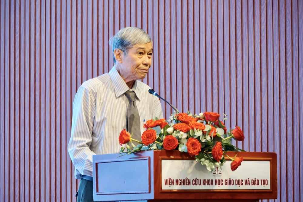 GS-TS Hồ Đức Hùng, Viện trưởng Viện Nghiên cứu Khoa học Giáo dục và Đào tạo, phát biểu khai mạc sự kiện. Ảnh: DƯƠNG KHANG