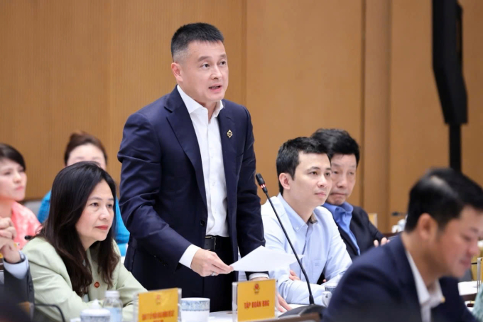 Ông Đặng Minh Trường, Chủ tịch HĐQT Tập đoàn Sun Group phát biểu tại hội nghị, ngày 27/3. Ảnh: VGP