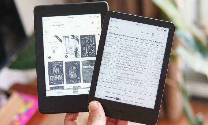 Giao diện đọc sách điện tử trên máy đọc sách Amazon Kindle. Ảnh: Lưu Quý