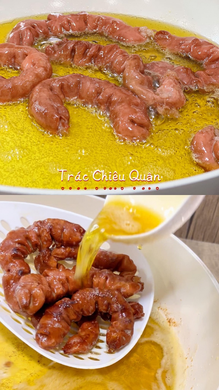 Cách làm lòng già chiên giòn: Chiên lòng