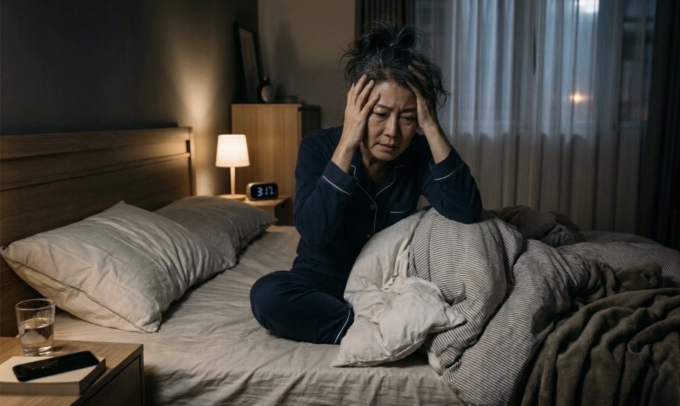 Người có huyết áp cao thường có điểm chất lượng giấc ngủ kém gần gấp đôi người bình thường. Ảnh tạo bởi AI