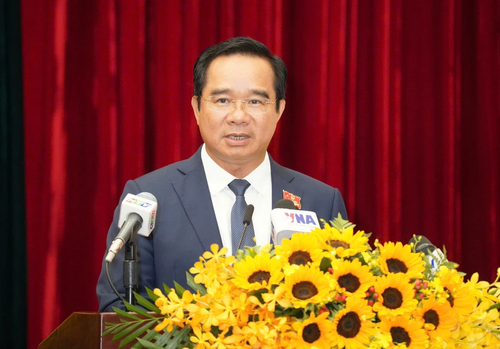 Chủ tịch UBND TP.HCM Nguyễn Văn Được phát biểu nhận nhiệm vụ. Ảnh: THUẬN VĂN chu-tich-nguyen-van-duoc-2.jpg