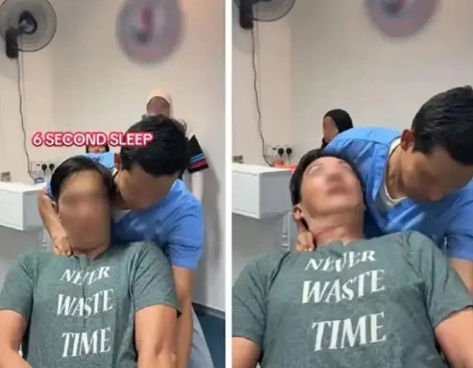 KKM cho biết liệu pháp ngủ 6 giây thực chất là hành vi ép cổ gây thiếu oxy não nguy hiểm, có thể dẫn đến đột quỵ hoặc tử vong. Ảnh:MyCheck Malaysia