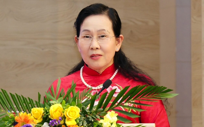 Bà Lê Thị Thủy phát biểu nhậm chức, chiều 6/3. Ảnh: Hội Liên hiệp Phụ nữ Việt Nam