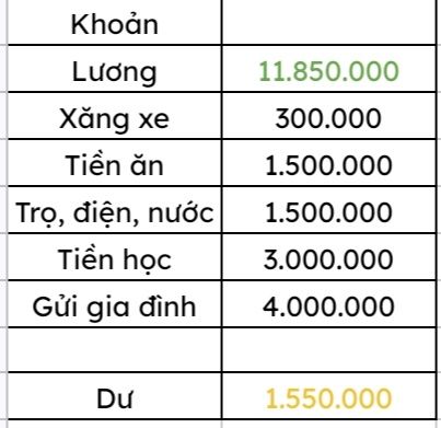 Bảng chi tiêu KHÔNG THỂ TỐI GIẢN HƠN của cô gái 23 tuổi lương gần 12 triệu- Ảnh 1.