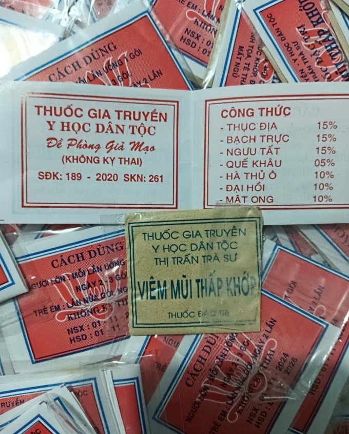 Gói thuốc sơ sài, bán tràn lan trên mạng, chỉ có vài thành phần, không ghi tác dụng phụ. Ảnh chụp màn hình