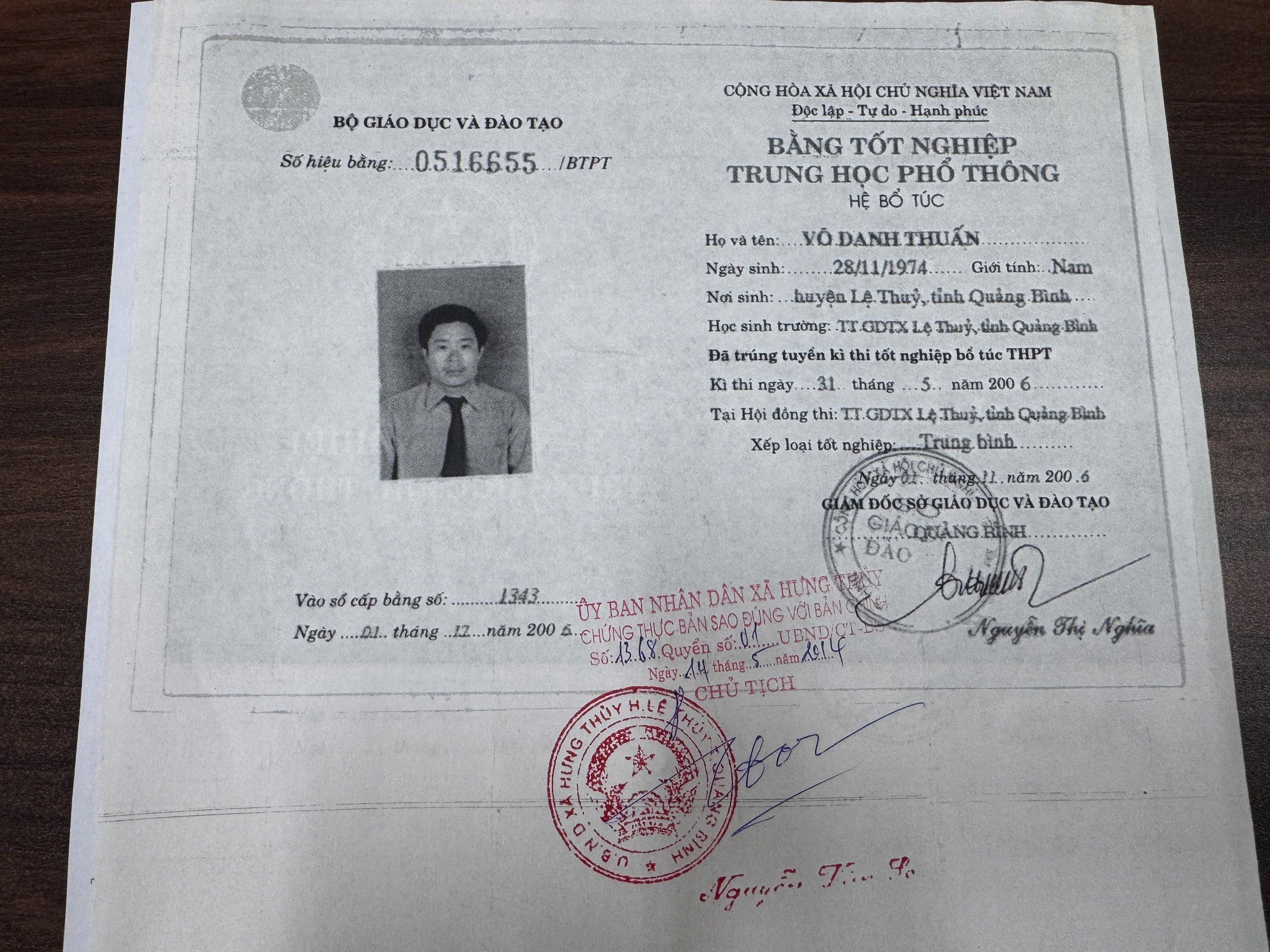 Bộ GD - ĐT yêu cầu hồ sơ học tập của Chủ tịch MTTQ xã Sen Ngư - Ảnh 1.