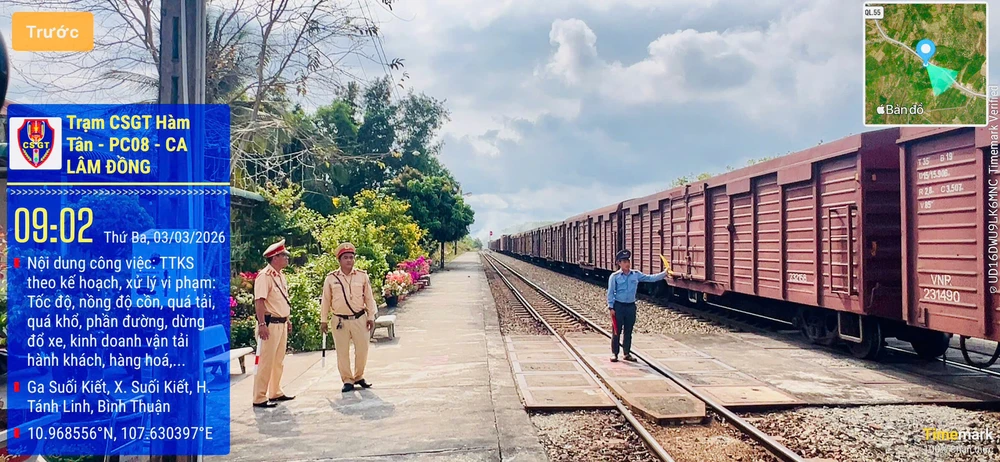 Ngoài kiểm tra nồng độ cồn,lực lượng CSGT còn kiểm tra trên tuyến đường sắt. ga Suối Kiết