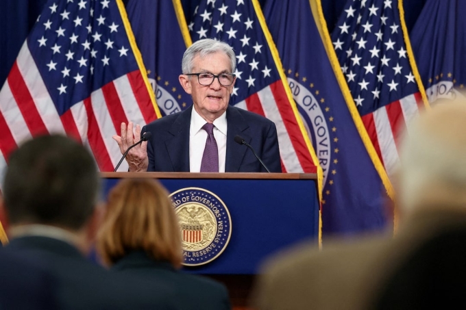 Chủ tịch Fed Jerome Powell tại cuộc họp báo ngày 18/3. Ảnh: Reuters