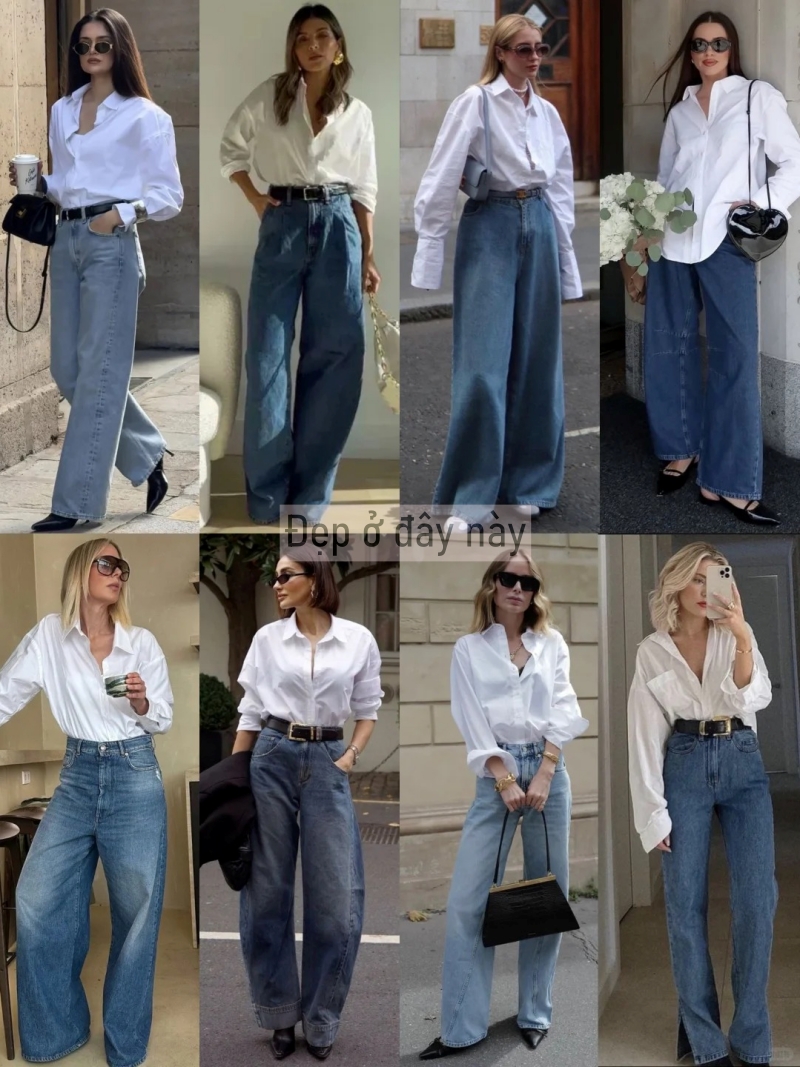 Sơ mi trắng và quần jeans ống rộng: Công thức “đinh” 2026 cho vẻ đẹp tối giản mà vẫn sang tuyệt đối- Ảnh 1.